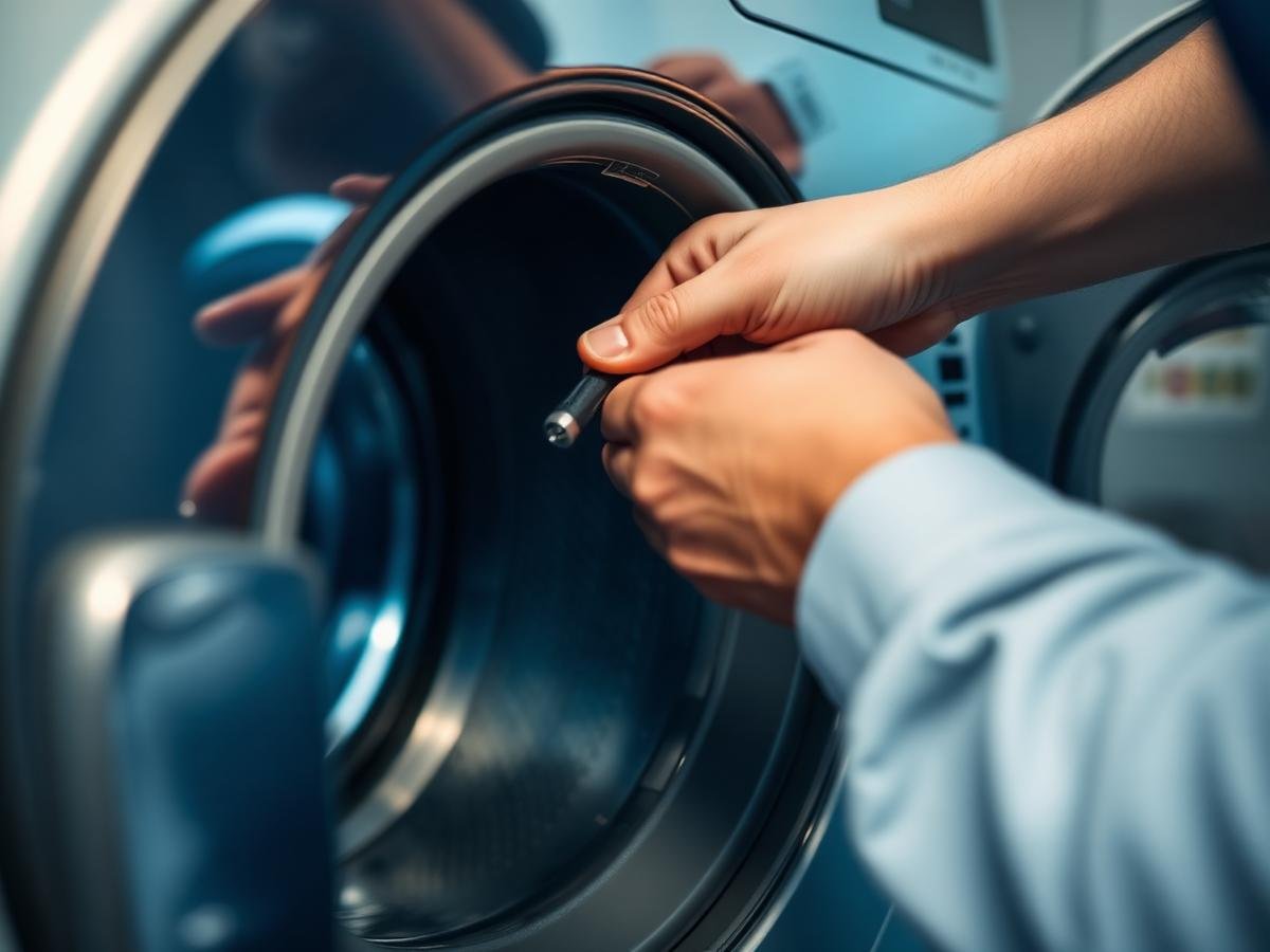 مهندس غسالات اتوماتيك يقوم بتصليح وإصلاح غسالة في جدة